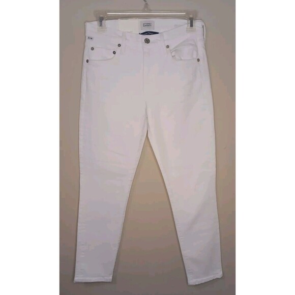 NWT Citizens Of Humanity Sz 24 White Ella Mid Rise Slim Crop Jeans Soft Stretch - Picture 9 of 16